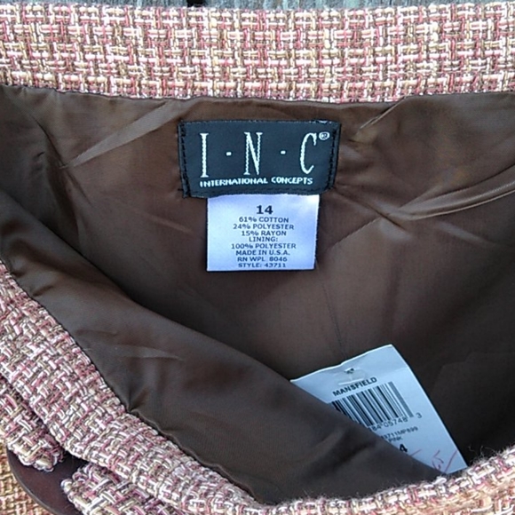 INC Tweed-y Retro Midi Skirt -14- NWT - Picture 10 of 16